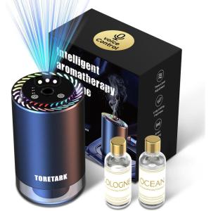 imageSmart Car Air Freshener Diffuser Voice Control with Starry Projection Light 3 Adjustable Modes Intelligent Aromatherapy for Essential Oil Smart Auto OnOff Voice Edition Cologne  OceanCologne and Ocean