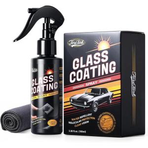 imageCar Ceramic Glass Coating SprayAutomotive Windshield Rain Repellant Glass Polish Protect LongLasting Quick Dry Coat 338 fl oz Towel
