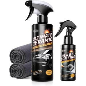 imageCeramic Care Kit for Car amp Glass  Complete Exterior Protection Set with Ceramic Coating for Car Paint 16oz  Glass Coating 338oz  Towels  Hydrophobic SiO2 Auto Detailing Kit for Cars SUVs Trucks